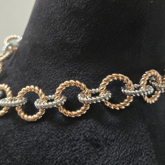 Tory Burch Gold and Silver Textured Rope Necklace - Picture 4 of 14